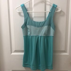 Lululemon Tank Top Size 6 EUC Super Soft turquoise with drawstring waist